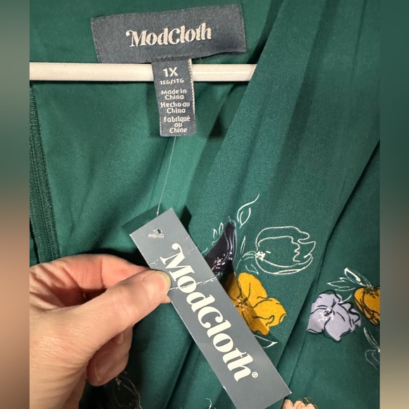 ModCloth teal tea dress with scalloped hem NWT 1X - Picture 3 of 7